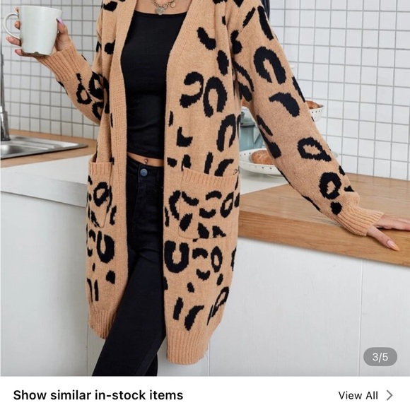 SHEIN Black and Tan Leopard Cardigan - Picture 3 of 3